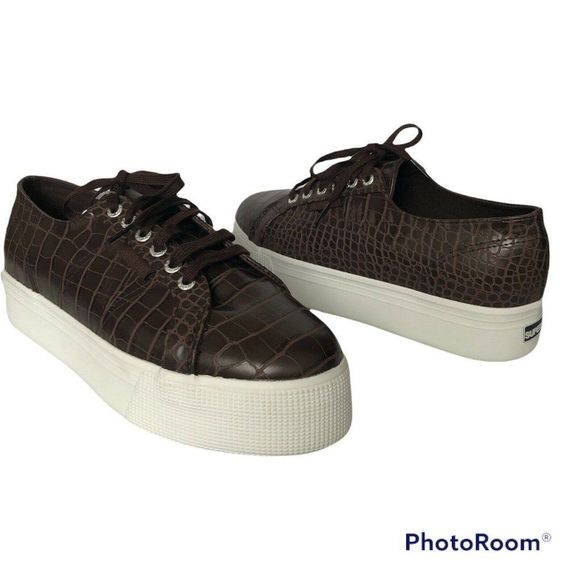 New Superga 2790 CROCODILE TL BROWN MULTI platform womens shoes sz 8.5 - Picture 1 of 8